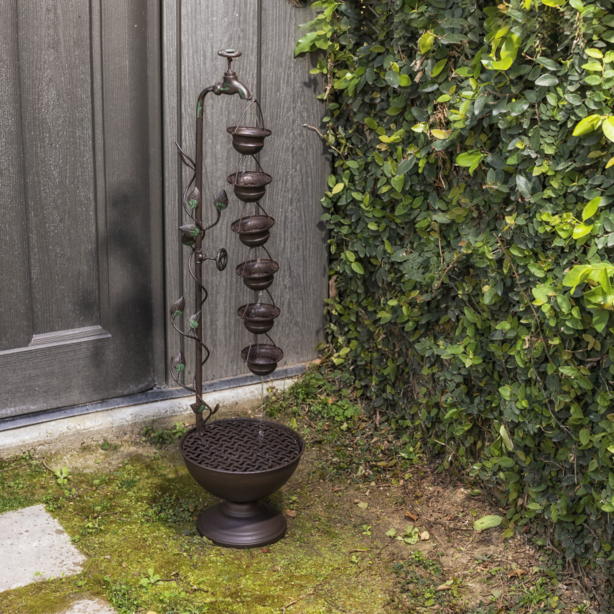 Alpine Corporation, Hanging 6-Cup Tiered Fountain, Volts 120 Power Cord Length 6 ft, Model# MAZ254